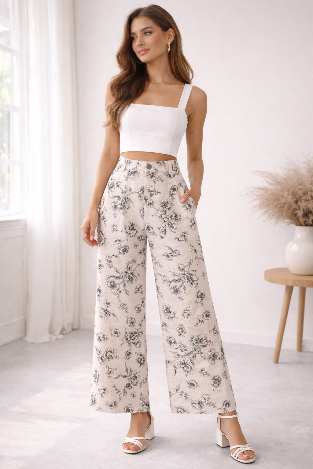 تصویر شلوار پارچه لینن ایتالیایی فری سایز کمر کش - 4 